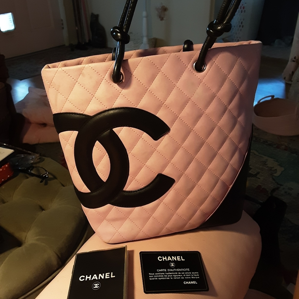 Chanel, Vintage Pink and Black Quilted Leather Bag